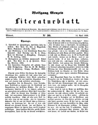 Literaturblatt (Morgenblatt für gebildete Stände) Mittwoch 14. April 1869