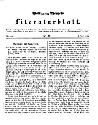 Literaturblatt (Morgenblatt für gebildete Stände) Mittwoch 14. Juli 1869
