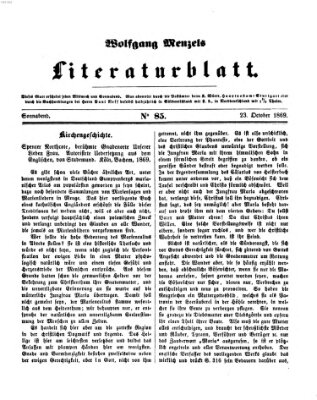 Literaturblatt (Morgenblatt für gebildete Stände) Samstag 23. Oktober 1869