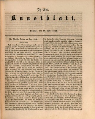 Morgenblatt für gebildete Leser (Morgenblatt für gebildete Stände) Dienstag 28. April 1840