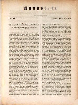 Morgenblatt für gebildete Leser (Morgenblatt für gebildete Stände) Donnerstag 7. Juni 1849
