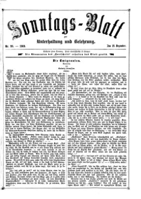 Sonntagsblatt zur Unterhaltung und Belehrung (Fürther Abendzeitung) Sonntag 12. Dezember 1869
