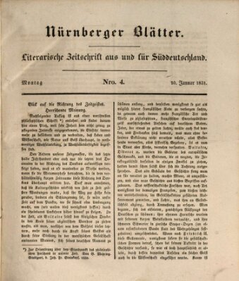 Nürnberger Blätter Montag 10. Januar 1831