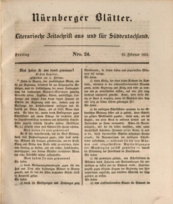Nürnberger Blätter Freitag 25. Februar 1831