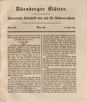 Nürnberger Blätter Mittwoch 13. April 1831