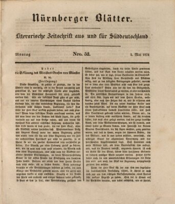 Nürnberger Blätter Montag 2. Mai 1831