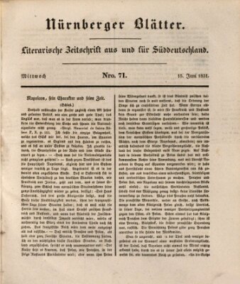 Nürnberger Blätter Mittwoch 15. Juni 1831