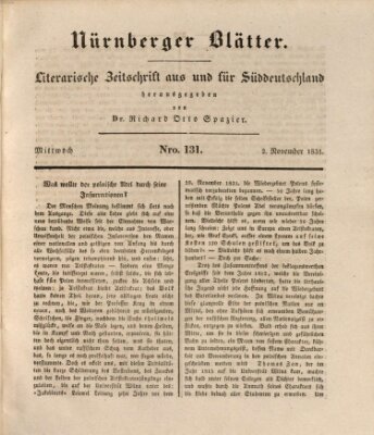 Nürnberger Blätter Mittwoch 2. November 1831