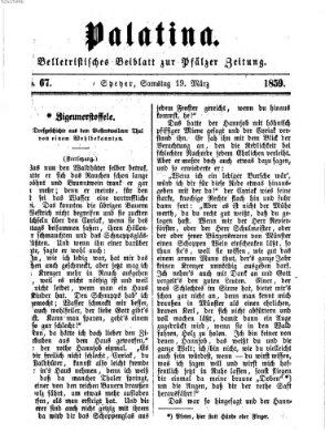 Palatina (Pfälzer Zeitung) Samstag 19. März 1859