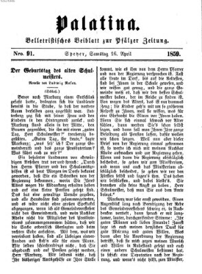 Palatina (Pfälzer Zeitung) Samstag 16. April 1859
