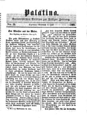 Palatina (Pfälzer Zeitung) Mittwoch 4. Juli 1860