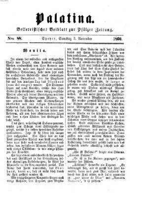 Palatina (Pfälzer Zeitung) Samstag 3. November 1860