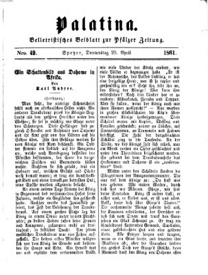 Palatina (Pfälzer Zeitung) Donnerstag 25. April 1861