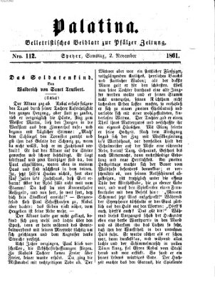 Palatina (Pfälzer Zeitung) Samstag 2. November 1861