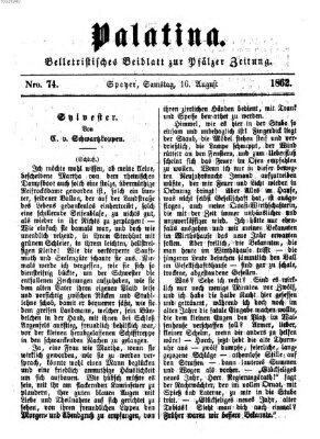 Palatina (Pfälzer Zeitung) Samstag 16. August 1862