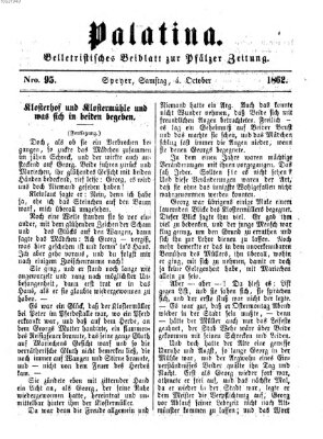 Palatina (Pfälzer Zeitung) Samstag 4. Oktober 1862