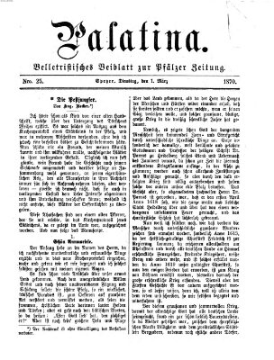 Palatina (Pfälzer Zeitung) Dienstag 1. März 1870