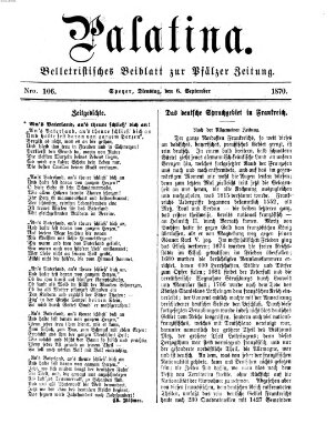 Palatina (Pfälzer Zeitung) Dienstag 6. September 1870