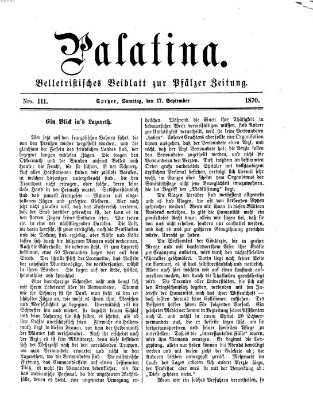 Palatina (Pfälzer Zeitung) Samstag 17. September 1870