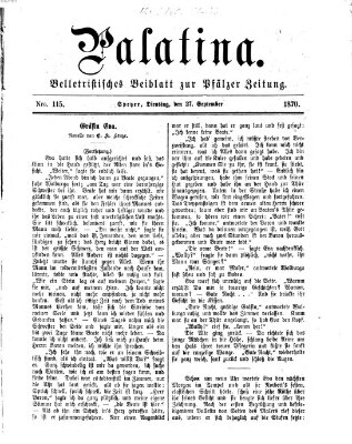 Palatina (Pfälzer Zeitung) Dienstag 27. September 1870