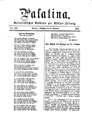Palatina (Pfälzer Zeitung) Dienstag 15. November 1870