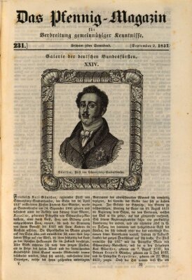 Das Pfennig-Magazin für Verbreitung gemeinnütziger Kenntnisse Samstag 2. September 1837
