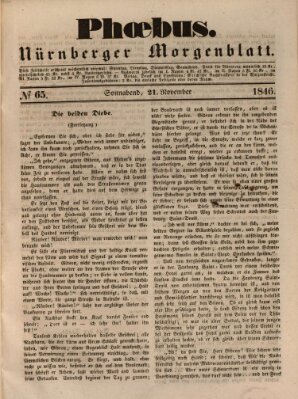 Phoebus (Nürnberger Tagblatt) Samstag 21. November 1846