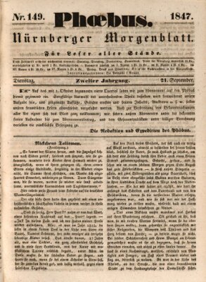 Phoebus (Nürnberger Tagblatt) Dienstag 21. September 1847