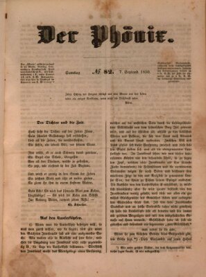 Der Phönix Samstag 7. September 1850