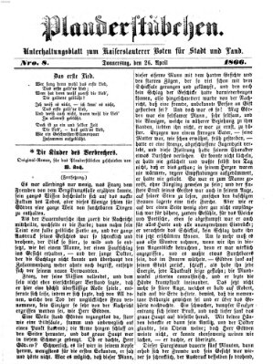 Plauderstübchen Donnerstag 26. April 1866