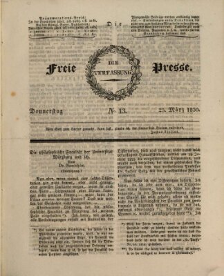 Die freie Presse Donnerstag 25. März 1830