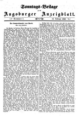 Augsburger Anzeigeblatt Sonntag 16. Februar 1862