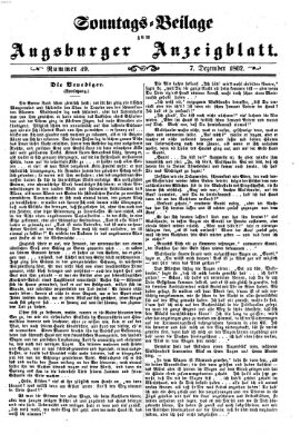 Augsburger Anzeigeblatt Sonntag 7. Dezember 1862