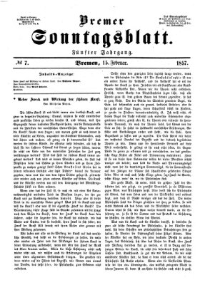 Bremer Sonntagsblatt Sonntag 15. Februar 1857