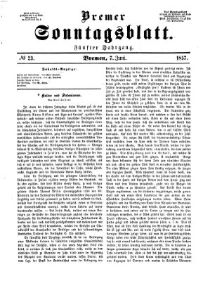 Bremer Sonntagsblatt Sonntag 7. Juni 1857
