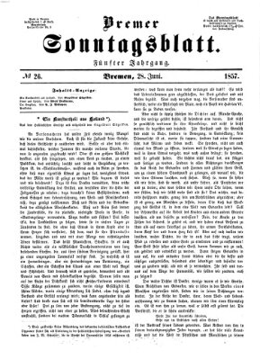 Bremer Sonntagsblatt Sonntag 28. Juni 1857