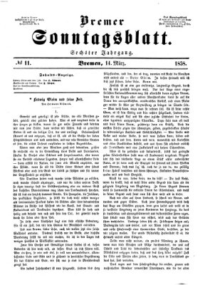 Bremer Sonntagsblatt Sonntag 14. März 1858