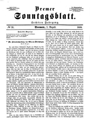 Bremer Sonntagsblatt Sonntag 1. August 1858