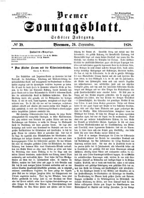 Bremer Sonntagsblatt Sonntag 26. September 1858