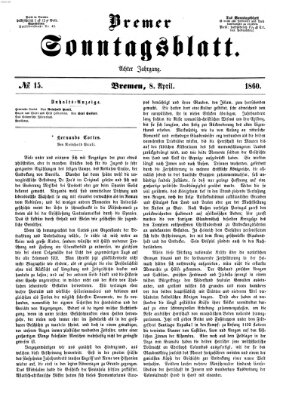 Bremer Sonntagsblatt Sonntag 8. April 1860
