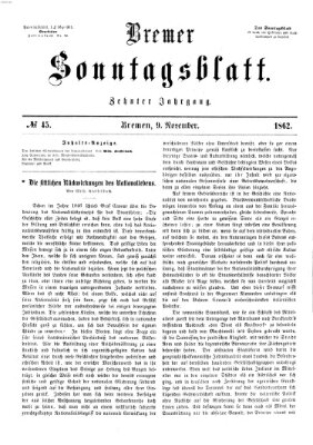 Bremer Sonntagsblatt Sonntag 9. November 1862
