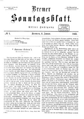Bremer Sonntagsblatt Sonntag 4. Januar 1863
