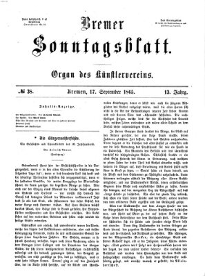 Bremer Sonntagsblatt Sonntag 17. September 1865