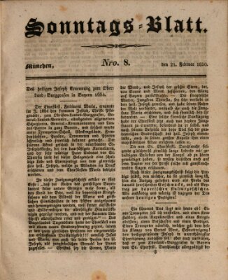 Sonntags-Blatt (Der bayerische Volksfreund) Sonntag 21. Februar 1830