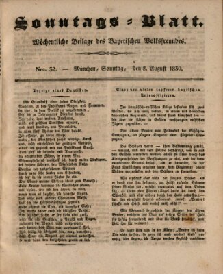 Sonntags-Blatt (Der bayerische Volksfreund) Sonntag 8. August 1830