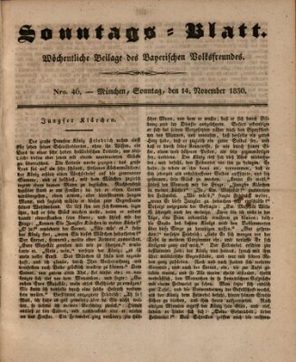 Sonntags-Blatt (Der bayerische Volksfreund) Sonntag 14. November 1830