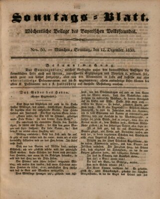 Sonntags-Blatt (Der bayerische Volksfreund) Sonntag 12. Dezember 1830