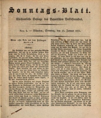 Sonntags-Blatt (Der bayerische Volksfreund) Sonntag 23. Januar 1831