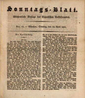 Sonntags-Blatt (Der bayerische Volksfreund) Sonntag 10. April 1831