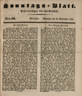 Sonntags-Blatt (Der bayerische Volksfreund) Sonntag 22. September 1833